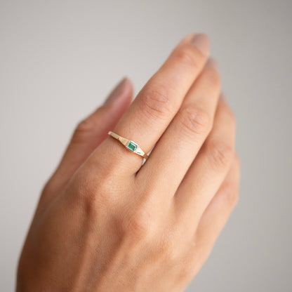 Emerald Linear Deco Ring