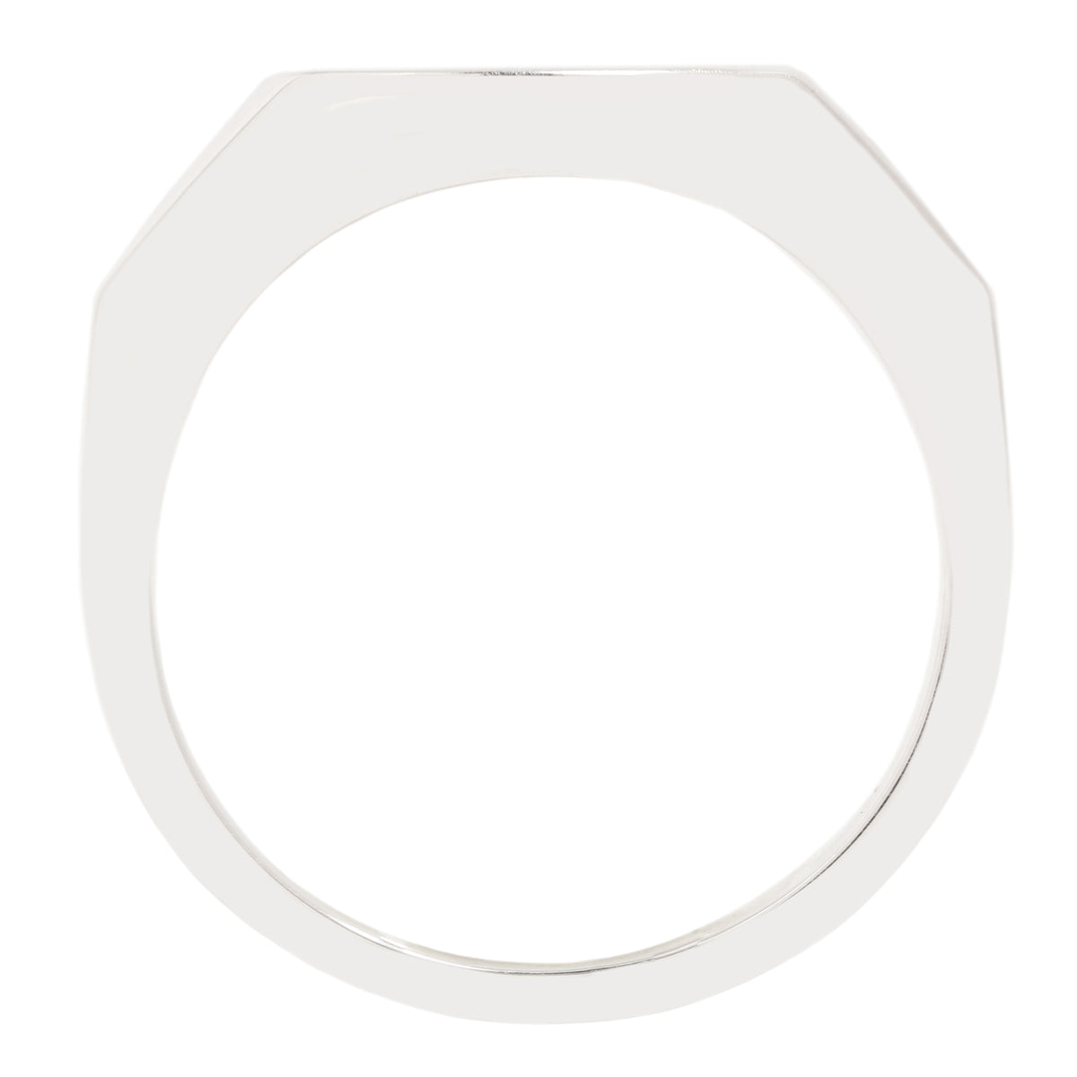 Silver square ring on a white background