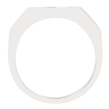 Silver square ring on a white background
