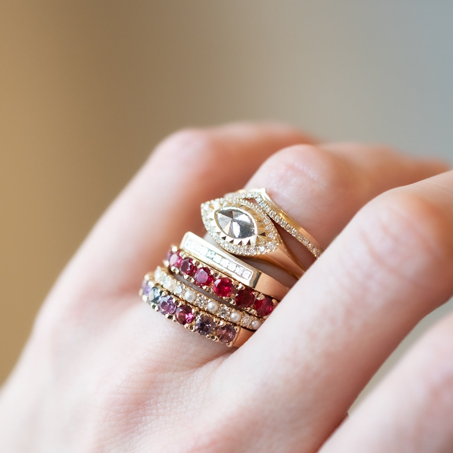 Poinsettia Half Eternity Band