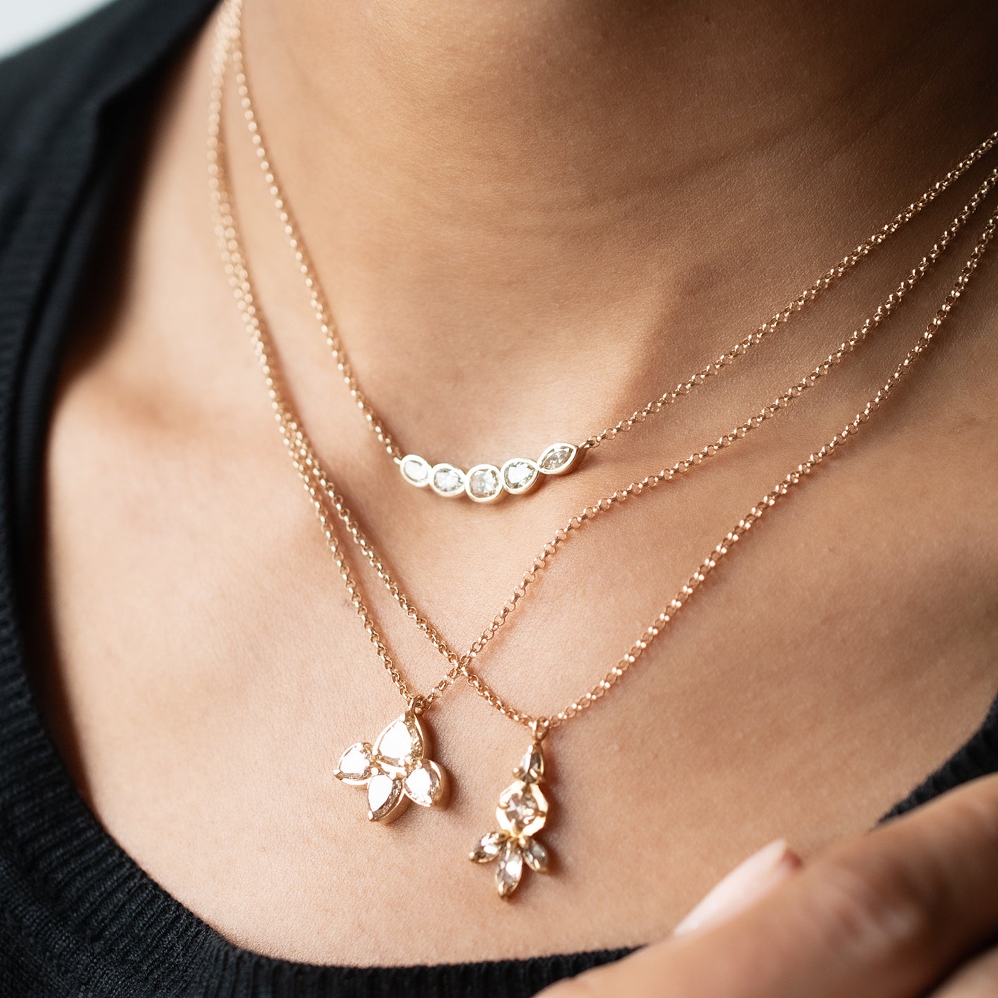 Champagne Diamond Pebble Necklace