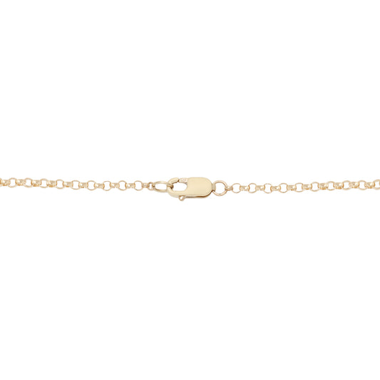 Gold chain necklace on a white background