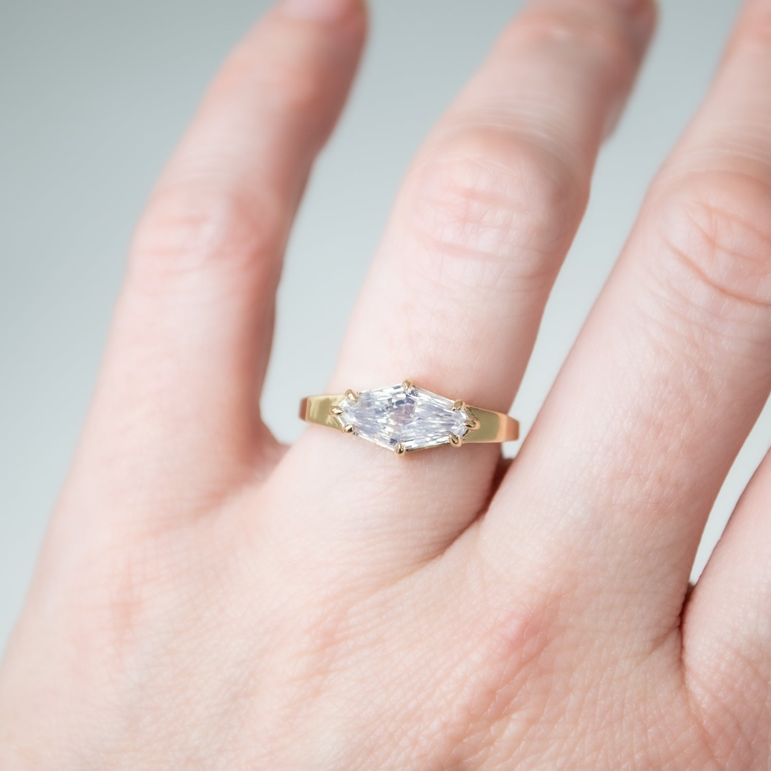Crystalline Step Cut Diamond Ring