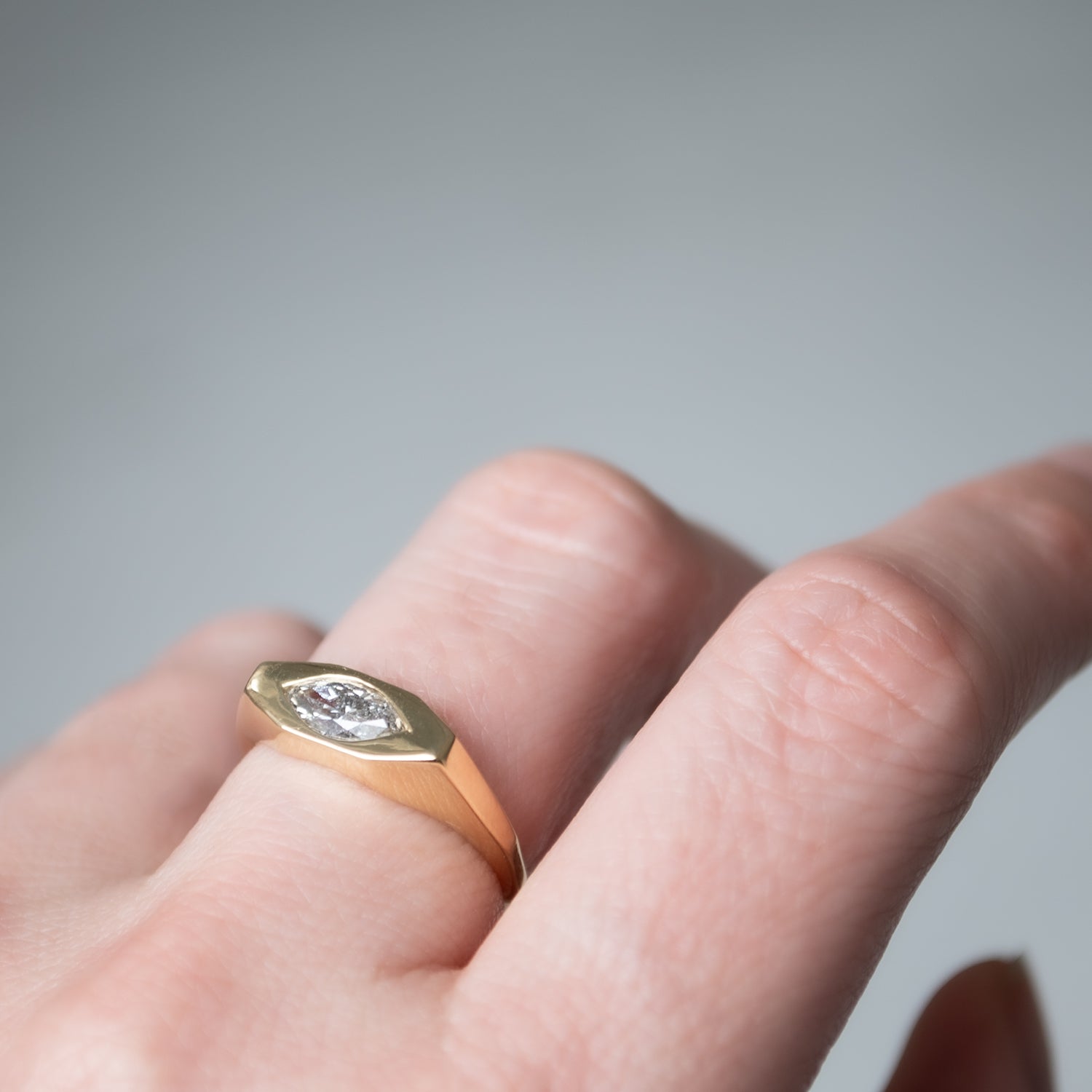 Speckled Eye Marquise Signet Ring