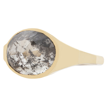 Speckled Diamond Oval Signet Ring
