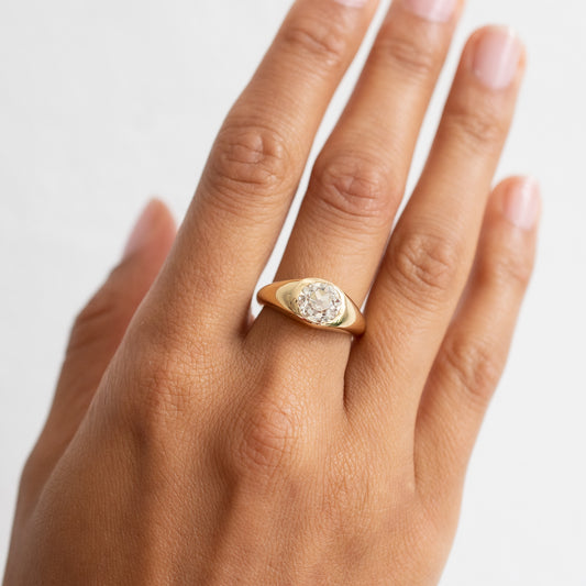 Moonbeam Diamond Signet Ring