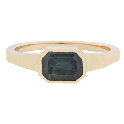 Deep Lagoon Sapphire Deco Ring