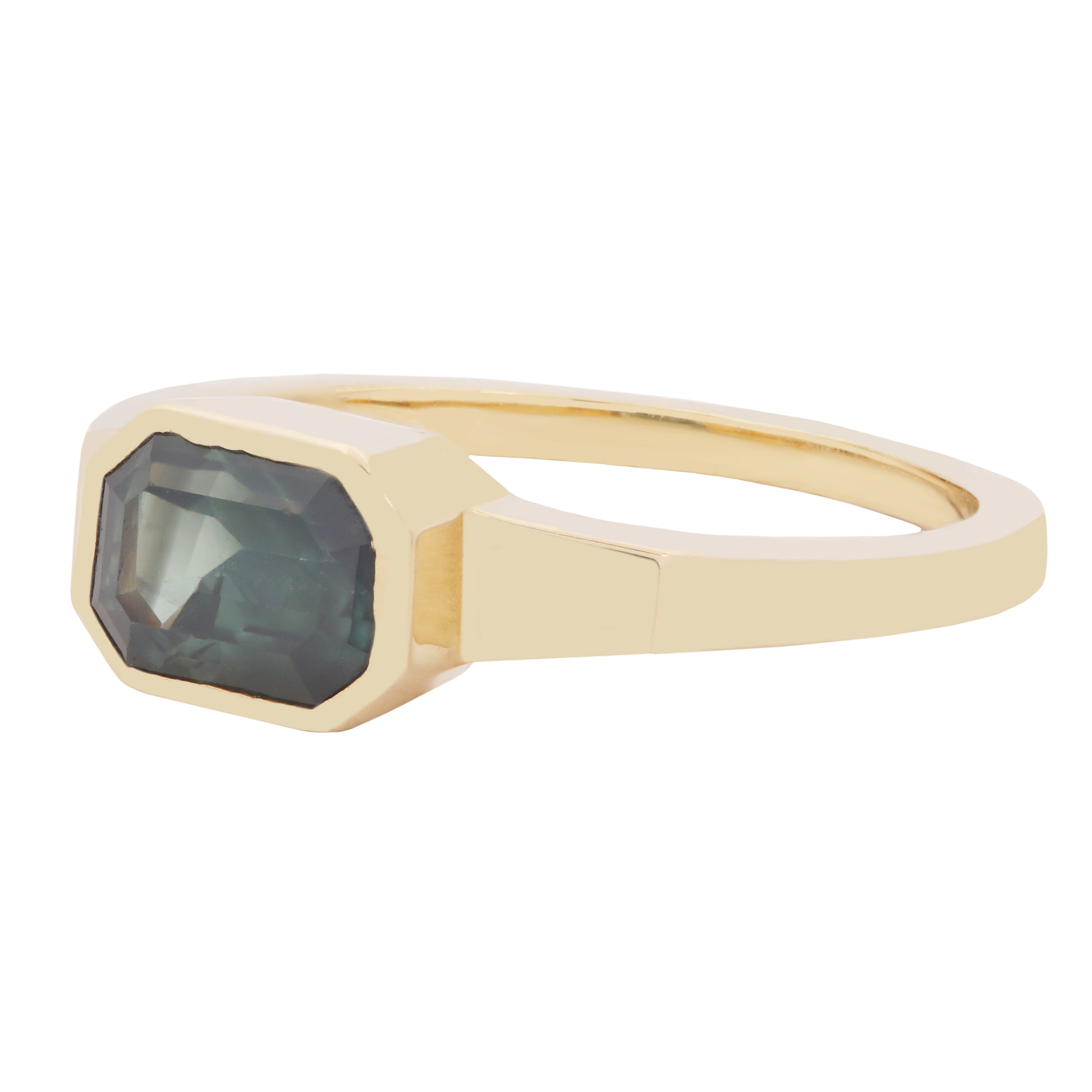 Deep Lagoon Sapphire Deco Ring