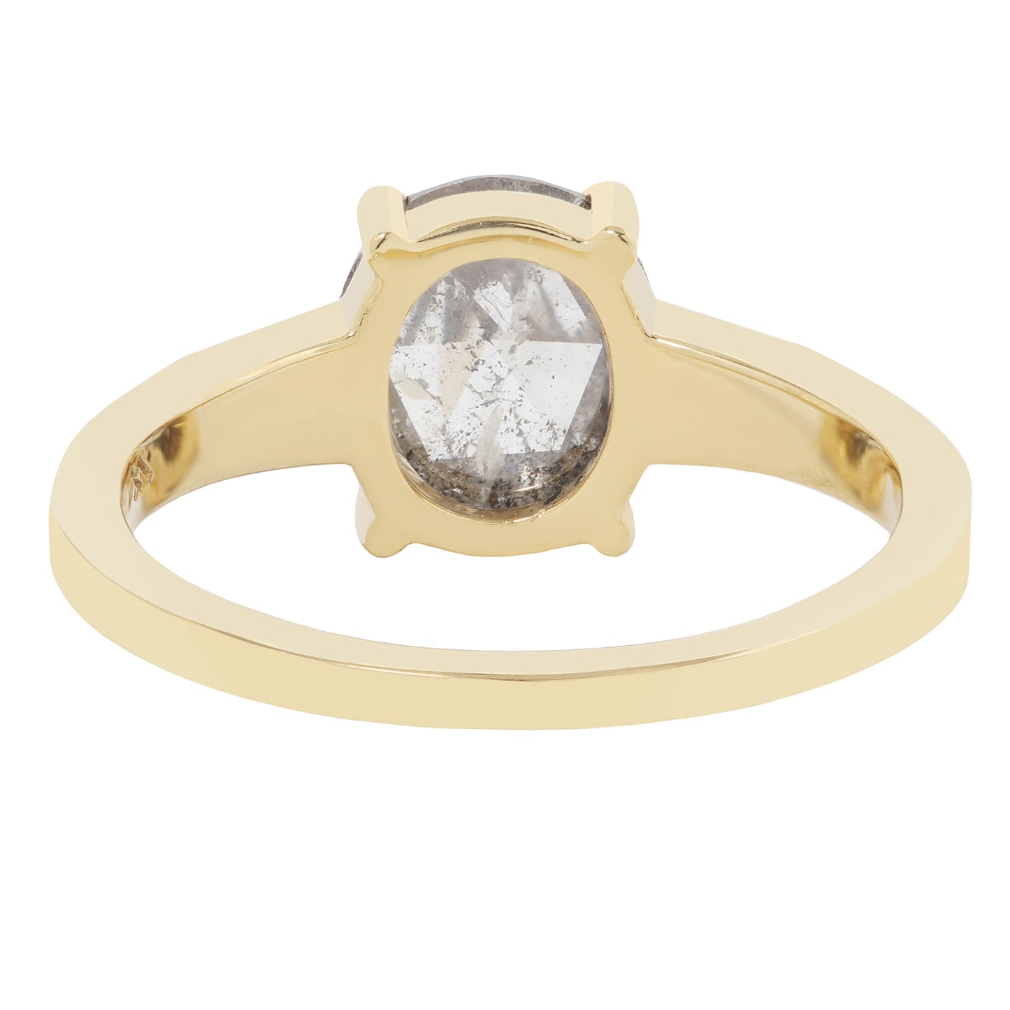 Gold ring with a diamond on a white background