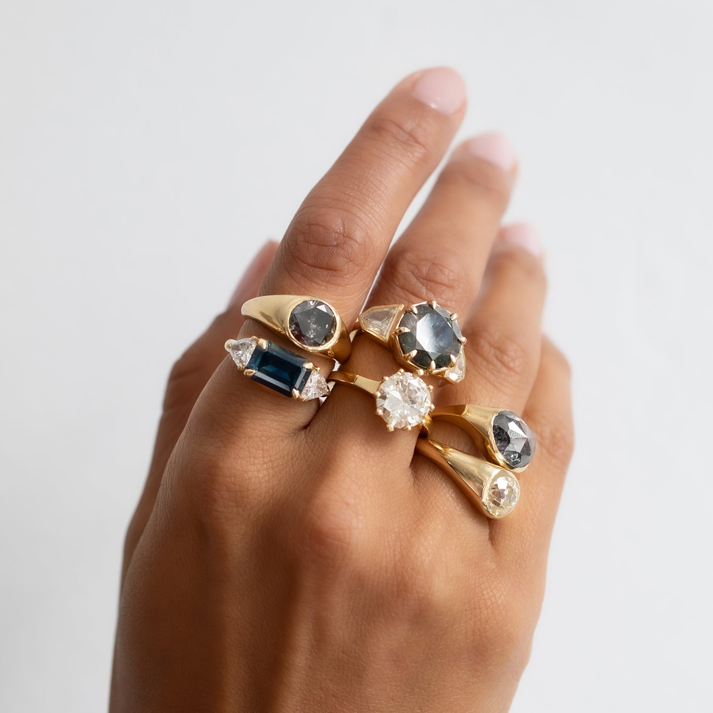 Speckled Diamond Oval Signet Ring