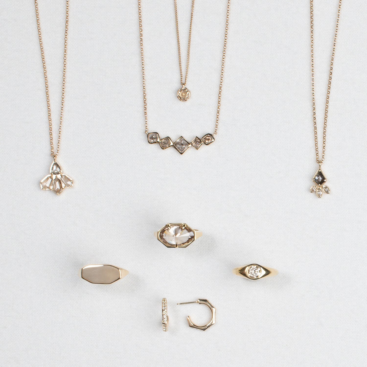 Small Champagne Quartz Octagon Necklace