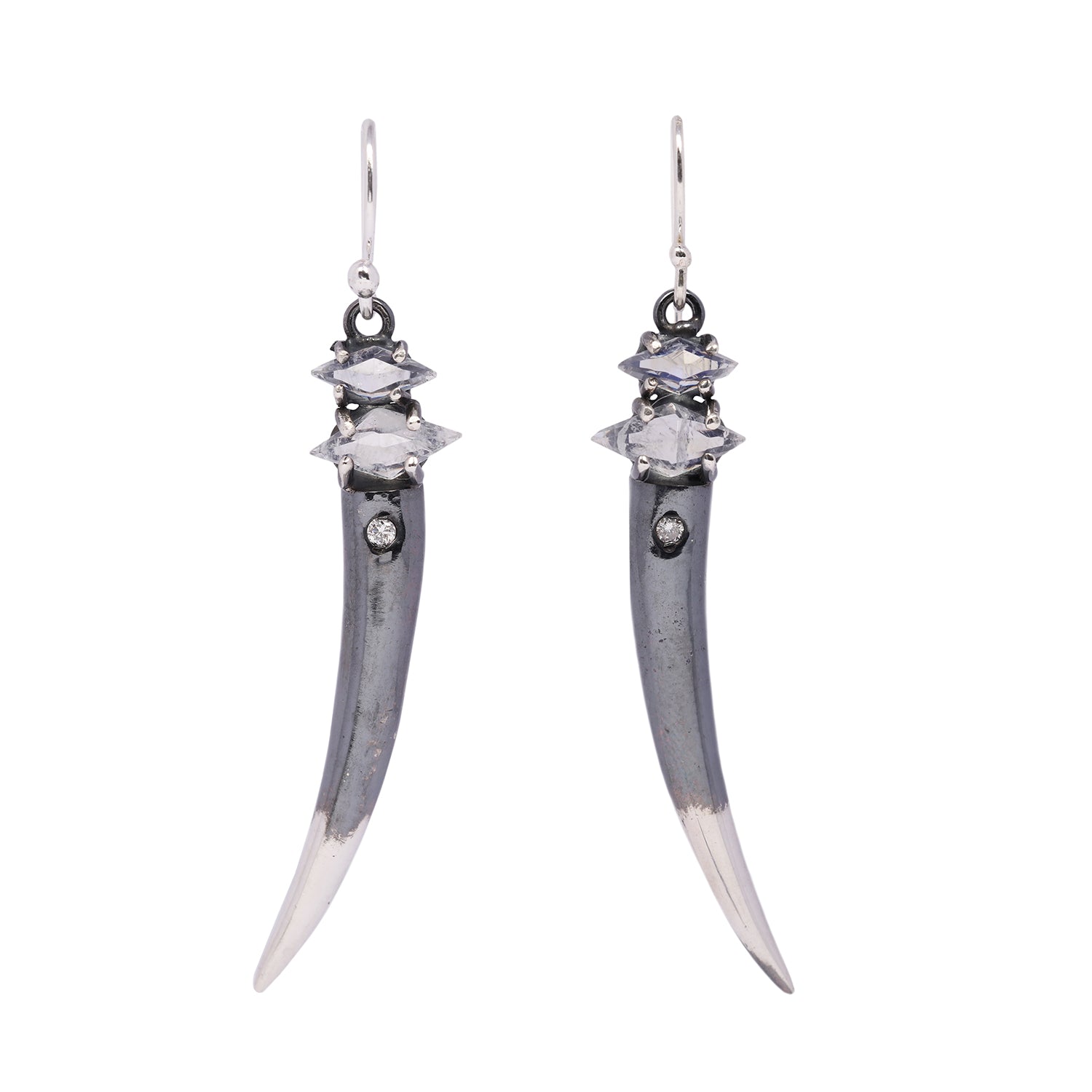 Moonstone & Diamond Torch Earrings