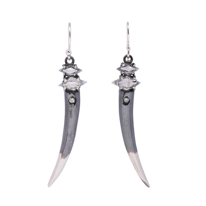 Moonstone & Diamond Torch Earrings