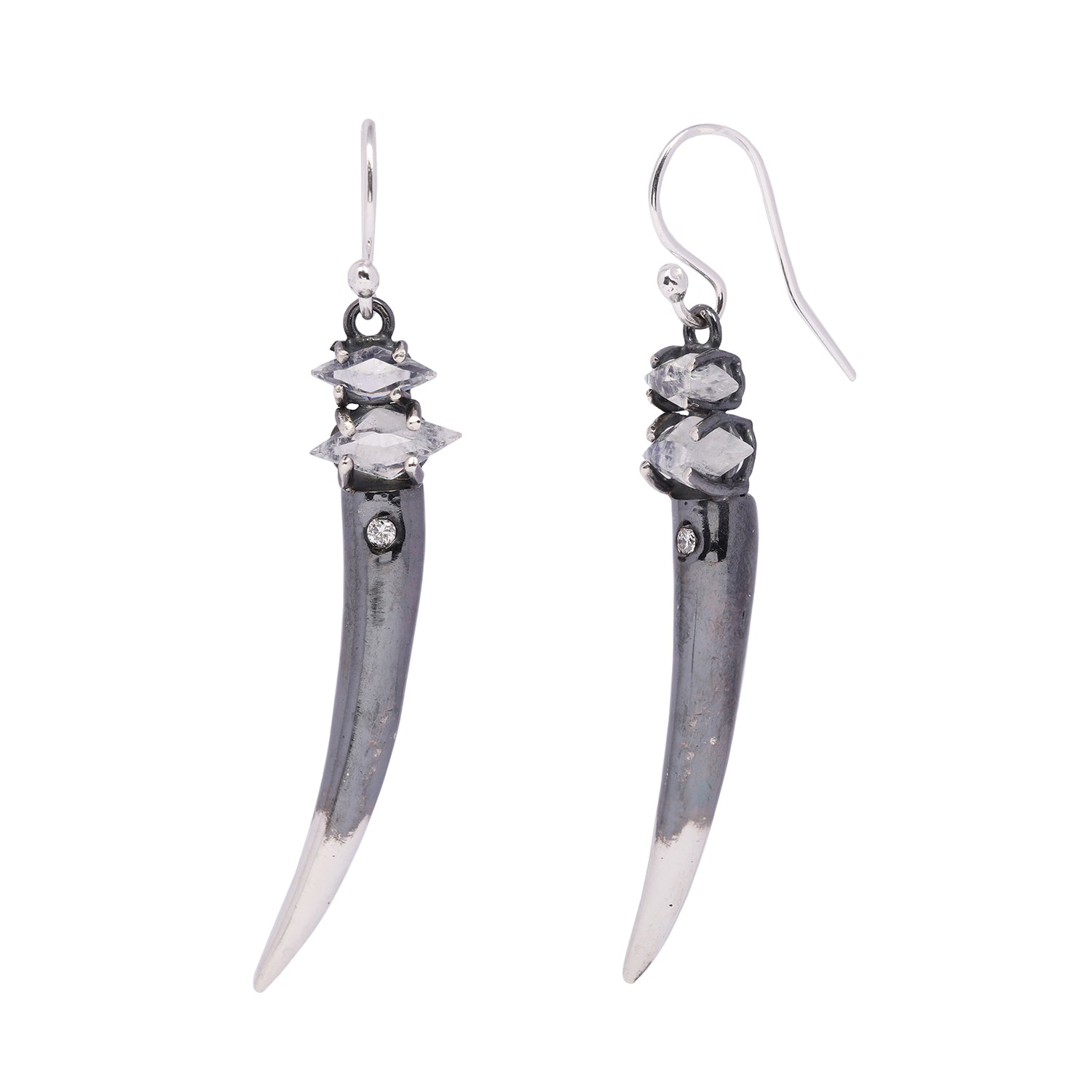 Moonstone & Diamond Torch Earrings