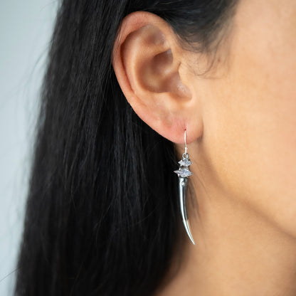 Moonstone & Diamond Torch Earrings