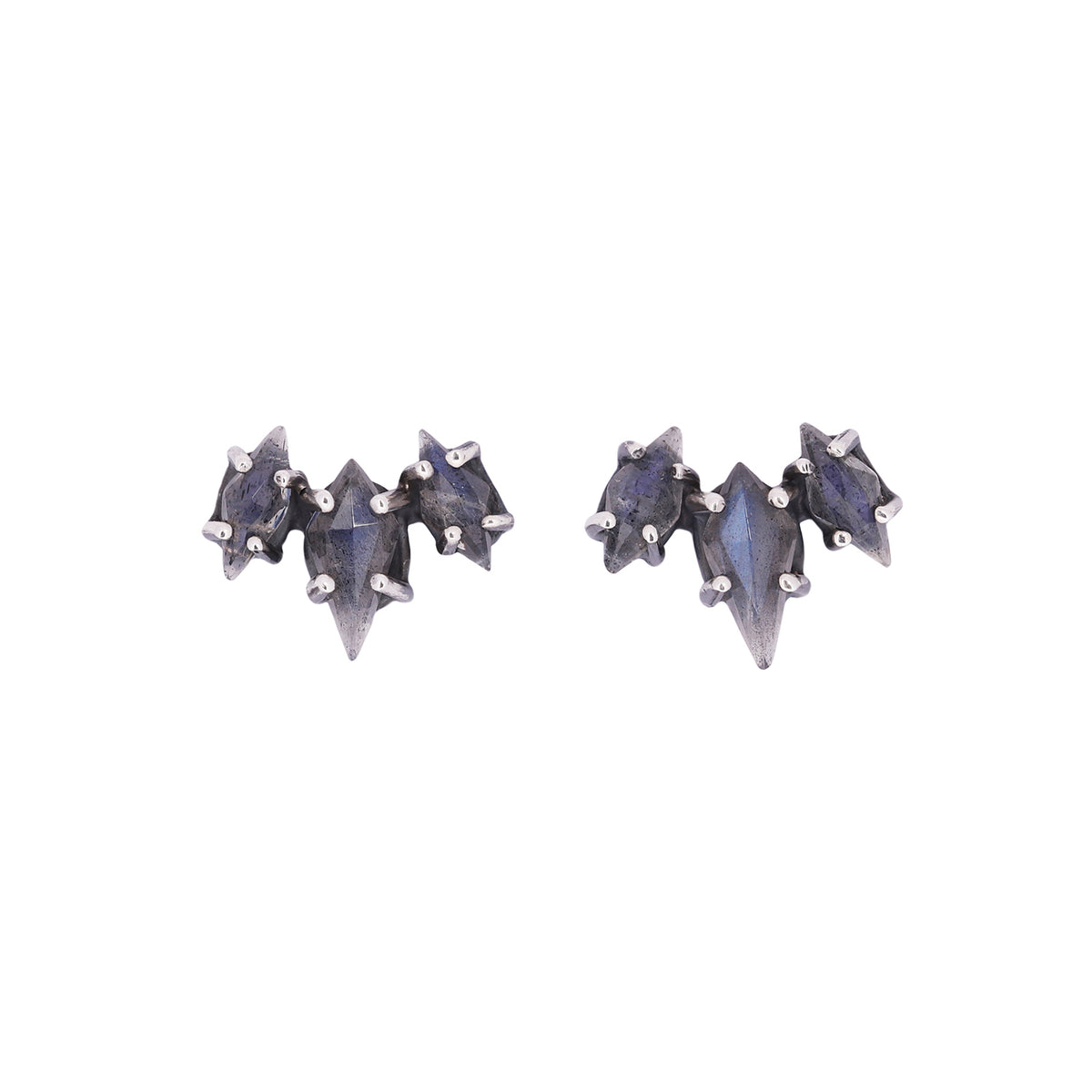 Labradorite Jagged Triple Stone Studs