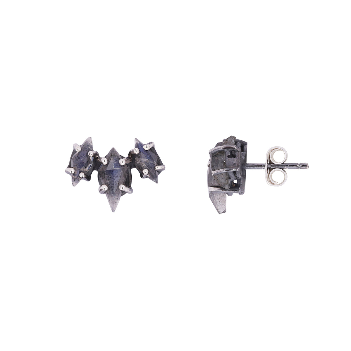 Labradorite Jagged Triple Stone Studs