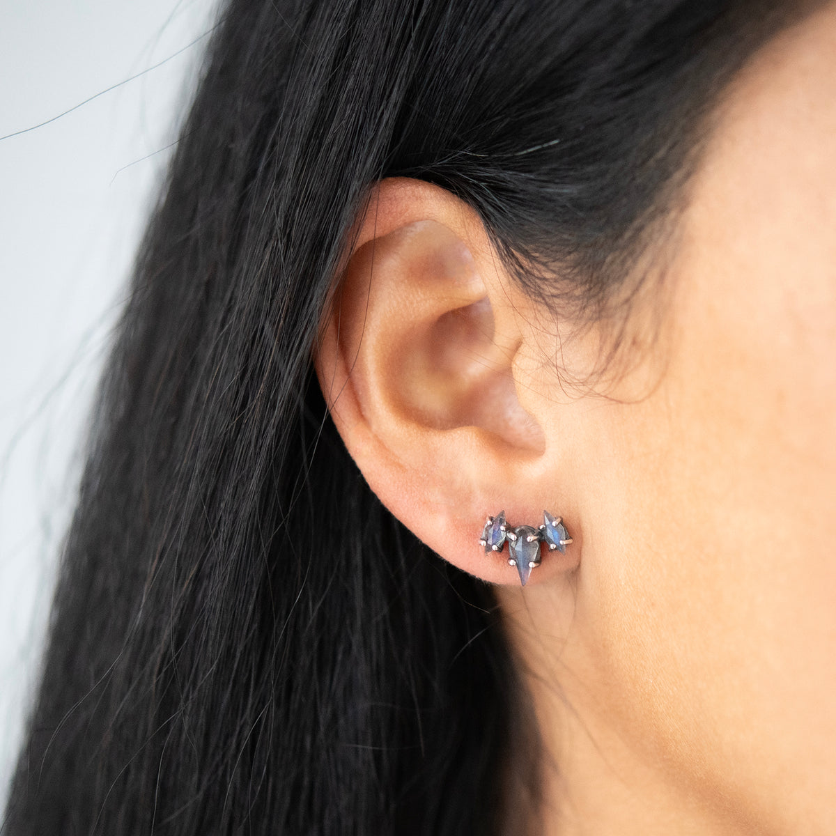 Labradorite Jagged Triple Stone Studs