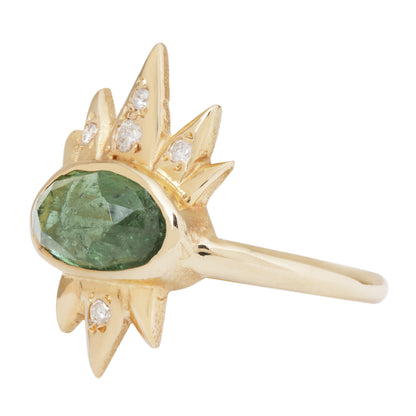 Tourmaline & Diamond Spike Ring