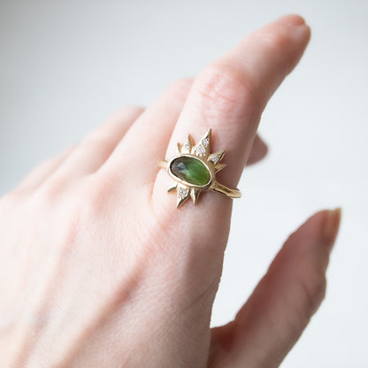 Tourmaline & Diamond Spike Ring