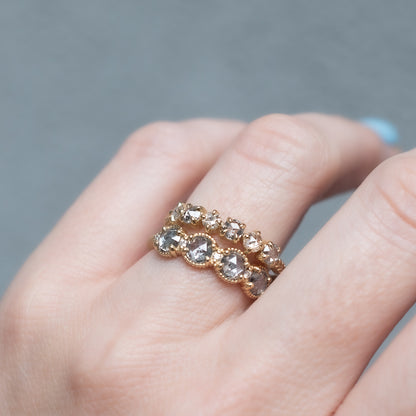 Ribbed Rose Cut Diamond Eclipse Ring