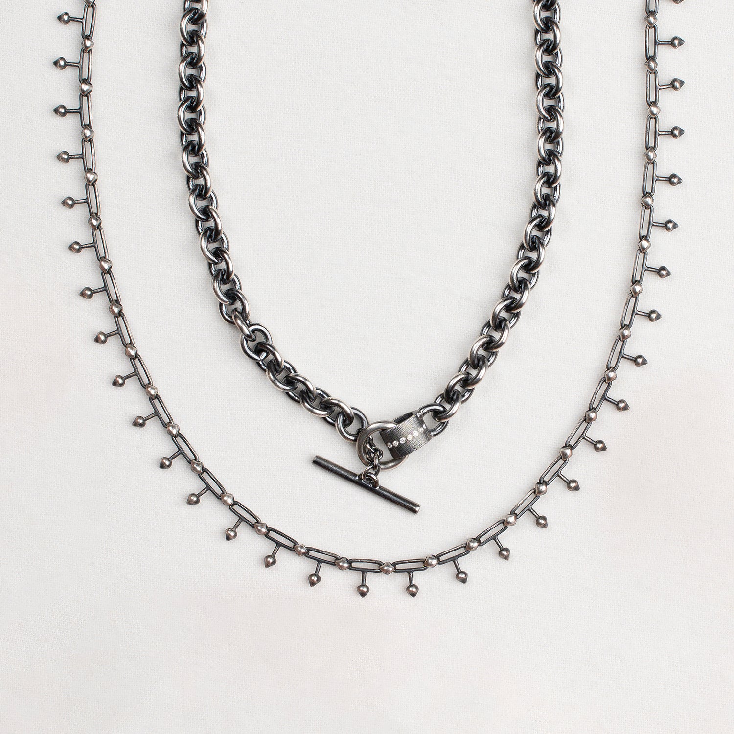 Silver Spikey Link Necklace