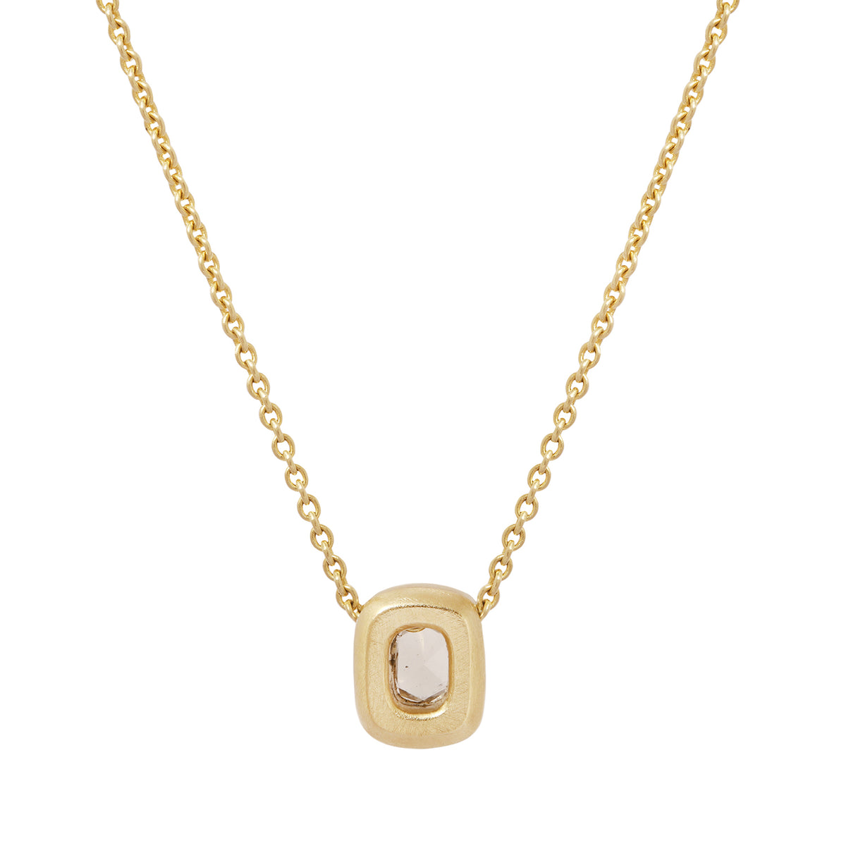 Single Diamond Block Necklace