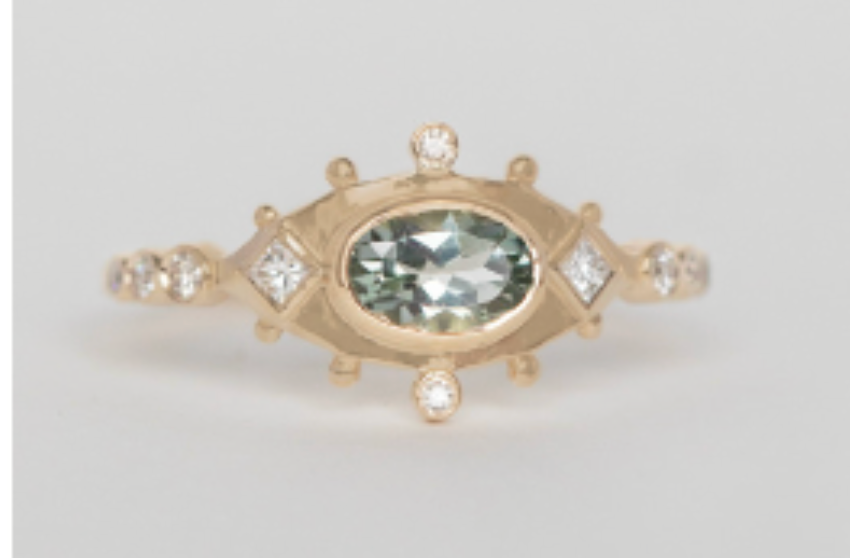 Light Blue Tourmaline Eye Ring
