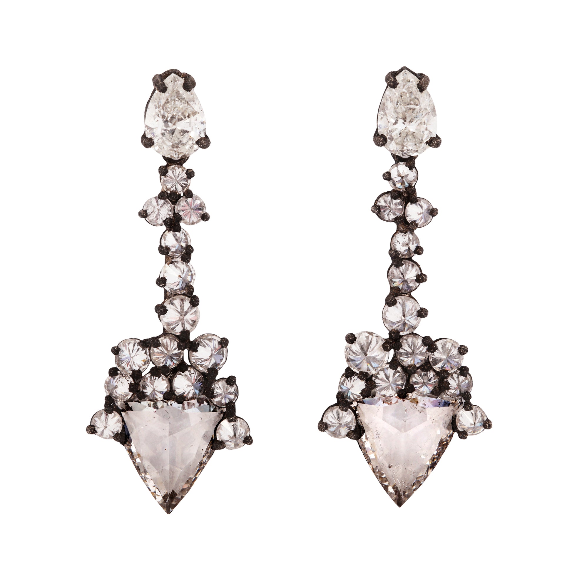 Diamond Cluster Arrow Earrings