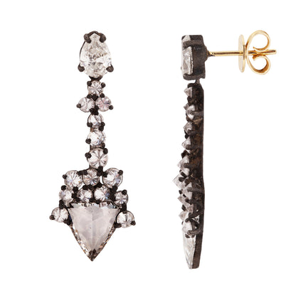Diamond Cluster Arrow Earrings