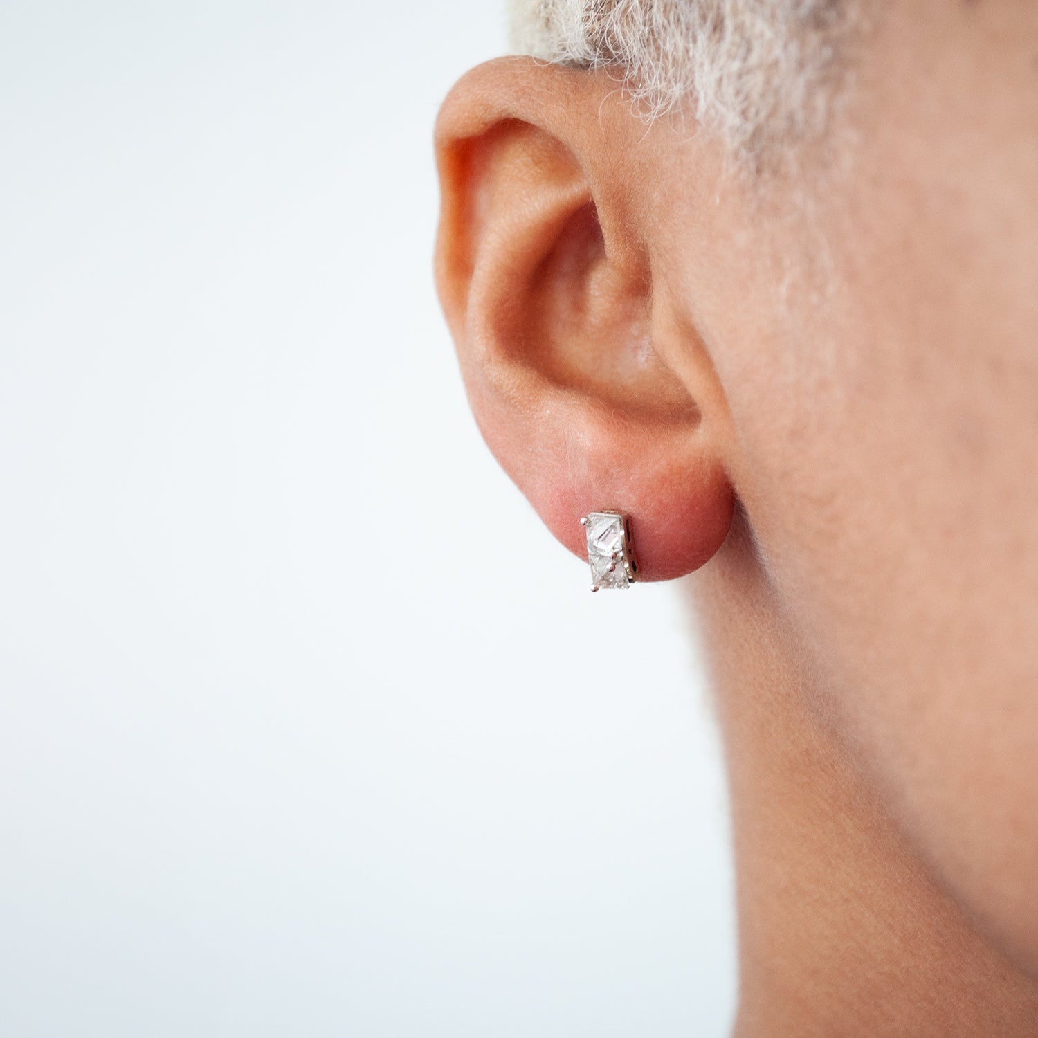 White Square Diamond Studs