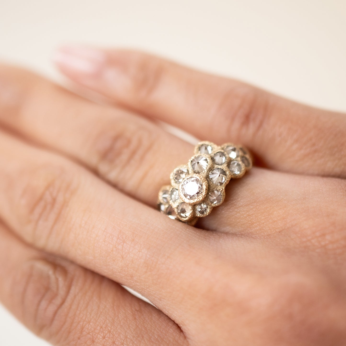 Diamond Bloom Cluster Ring