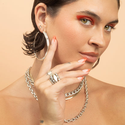 Silver Small Sinew Hoops