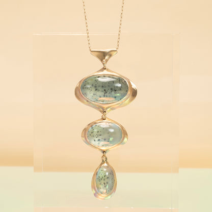 Moss Aqua Three Drop Bead Necklace
