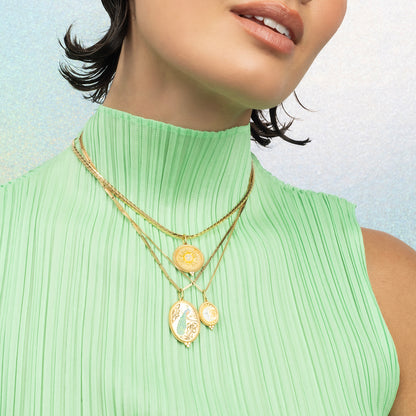 Enameled Moon & Diamond Charm