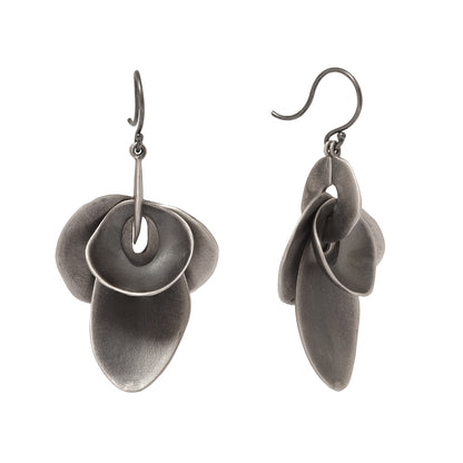 Large Silver Orchid Earrings