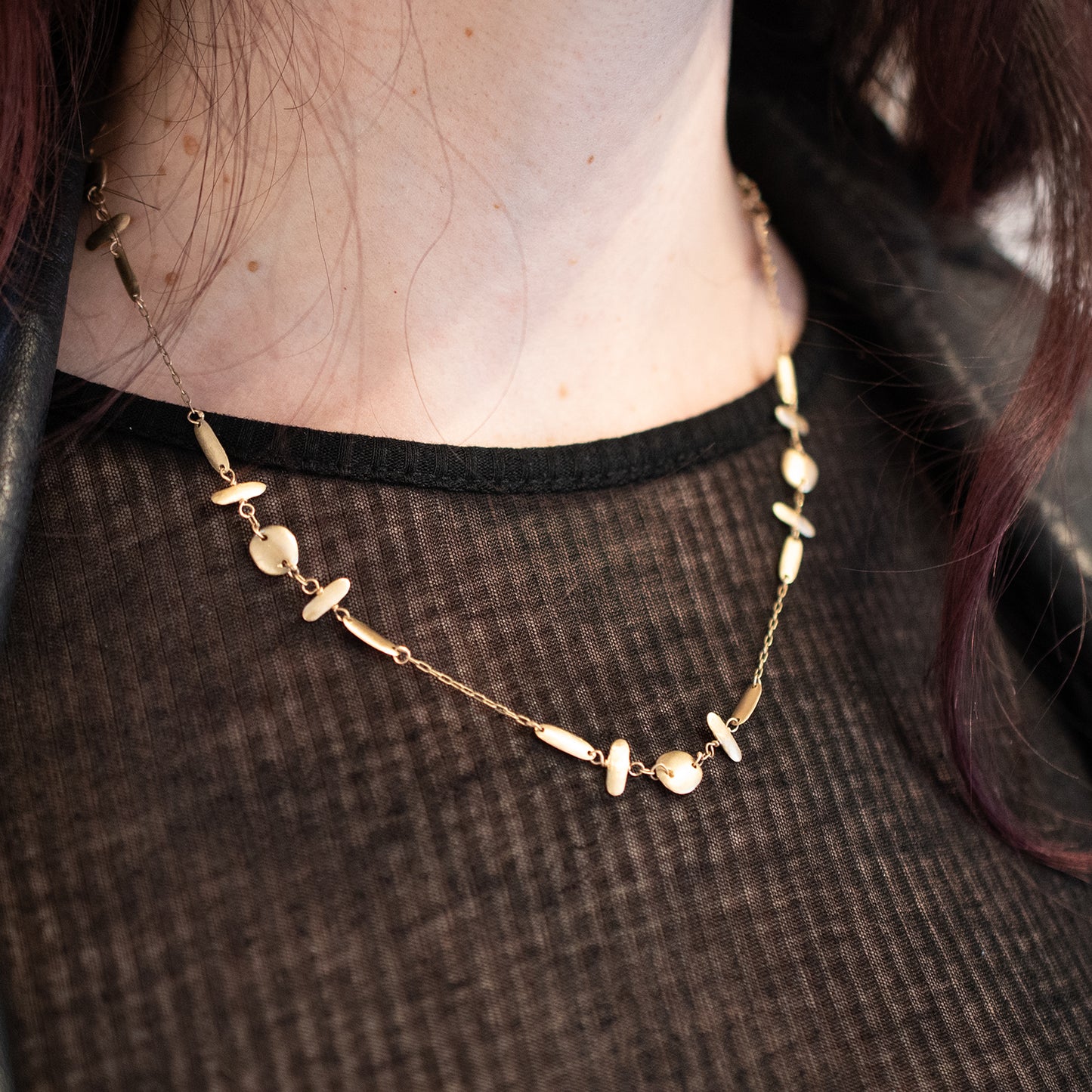 Double Cross Gold Necklace