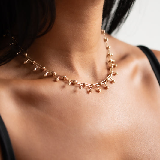 Gold Spikey Link Necklace