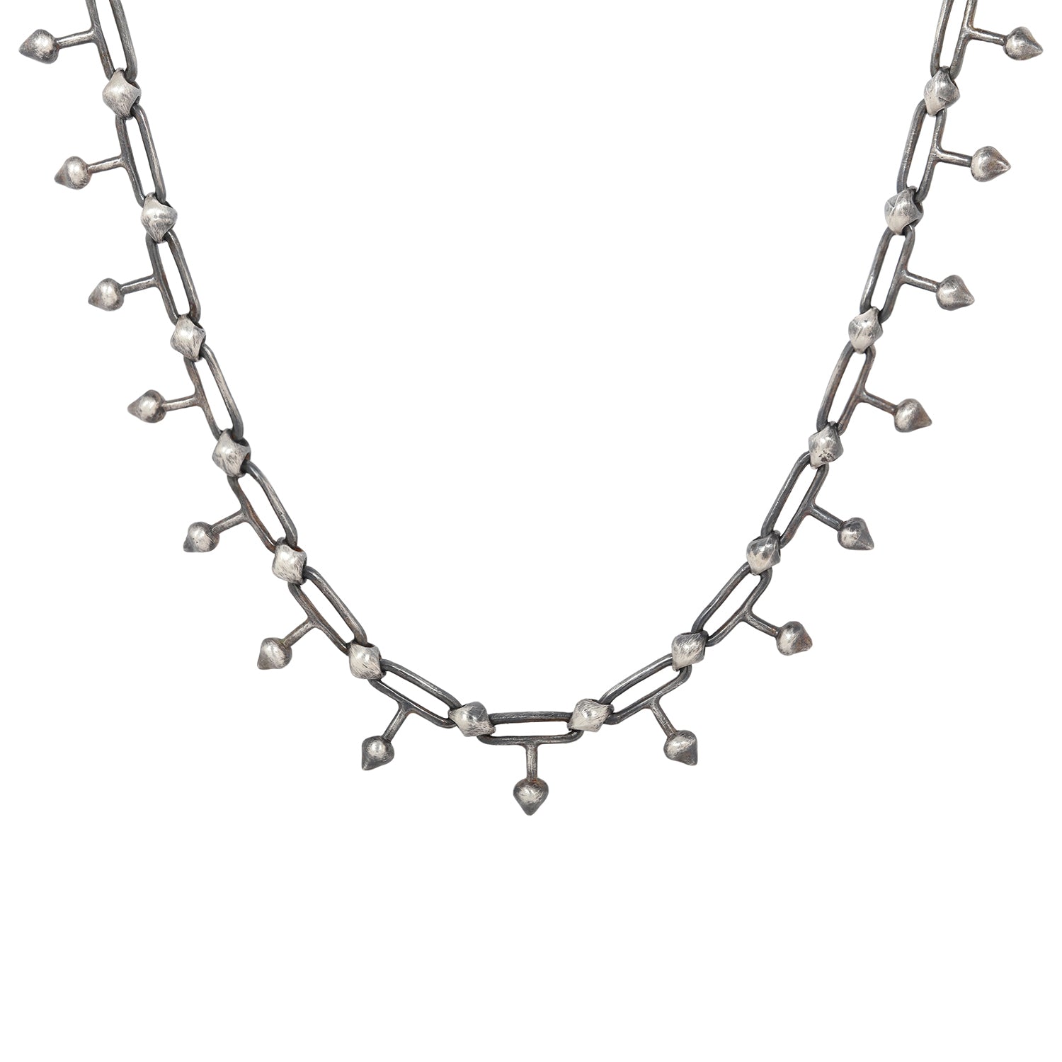 Silver Spikey Link Necklace