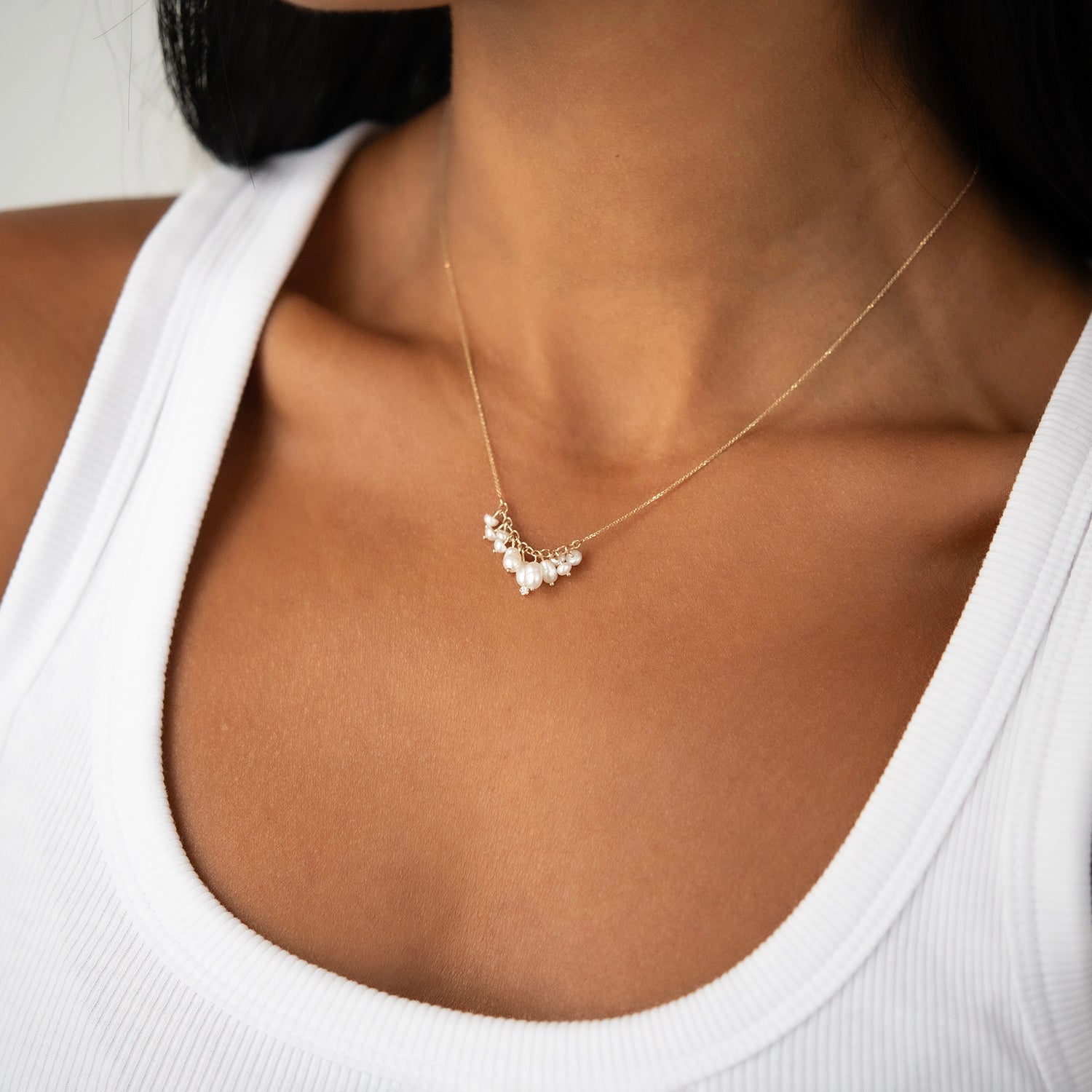 Shadow Diamond & Pearl Necklace