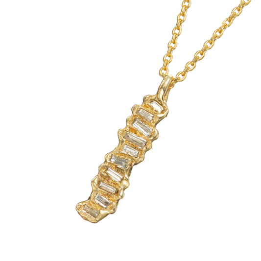 X Baguette Lemon Diamond Scatter Extra Large Necklace