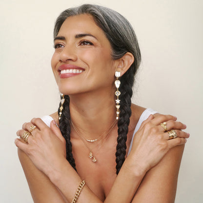 Star Seven Charm Drop Earrings