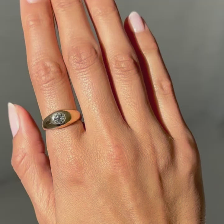 Gold Gilded Diamond Dome Ring