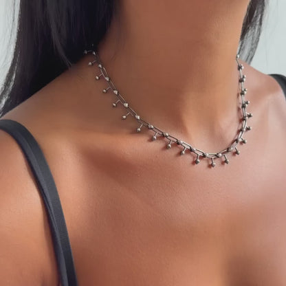 Silver Spikey Link Necklace