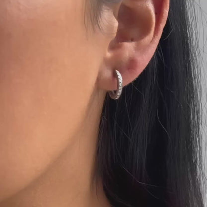 Medium White Diamond Bubble Hoops