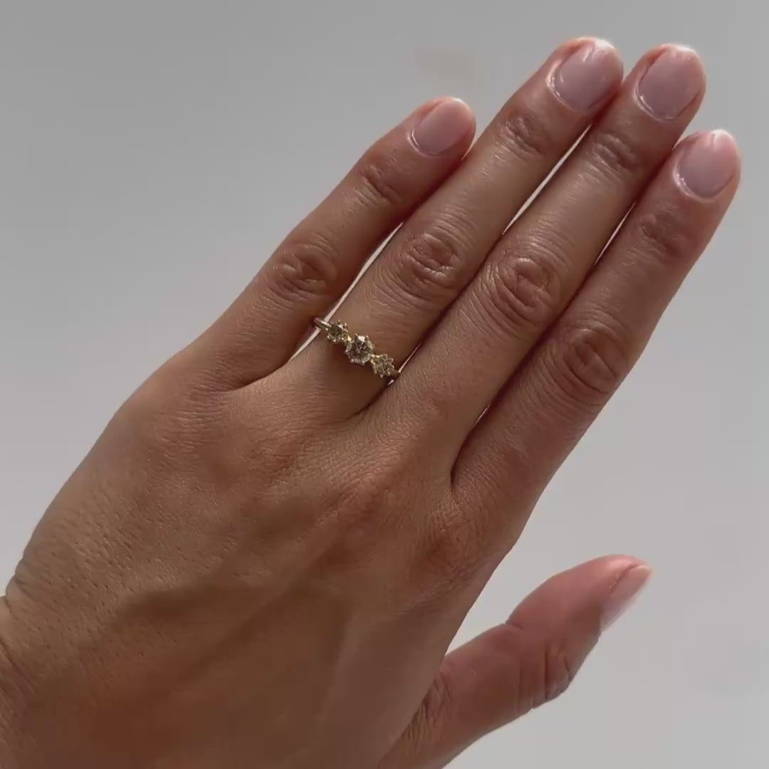 Triple Brown Diamond Blooming Ring