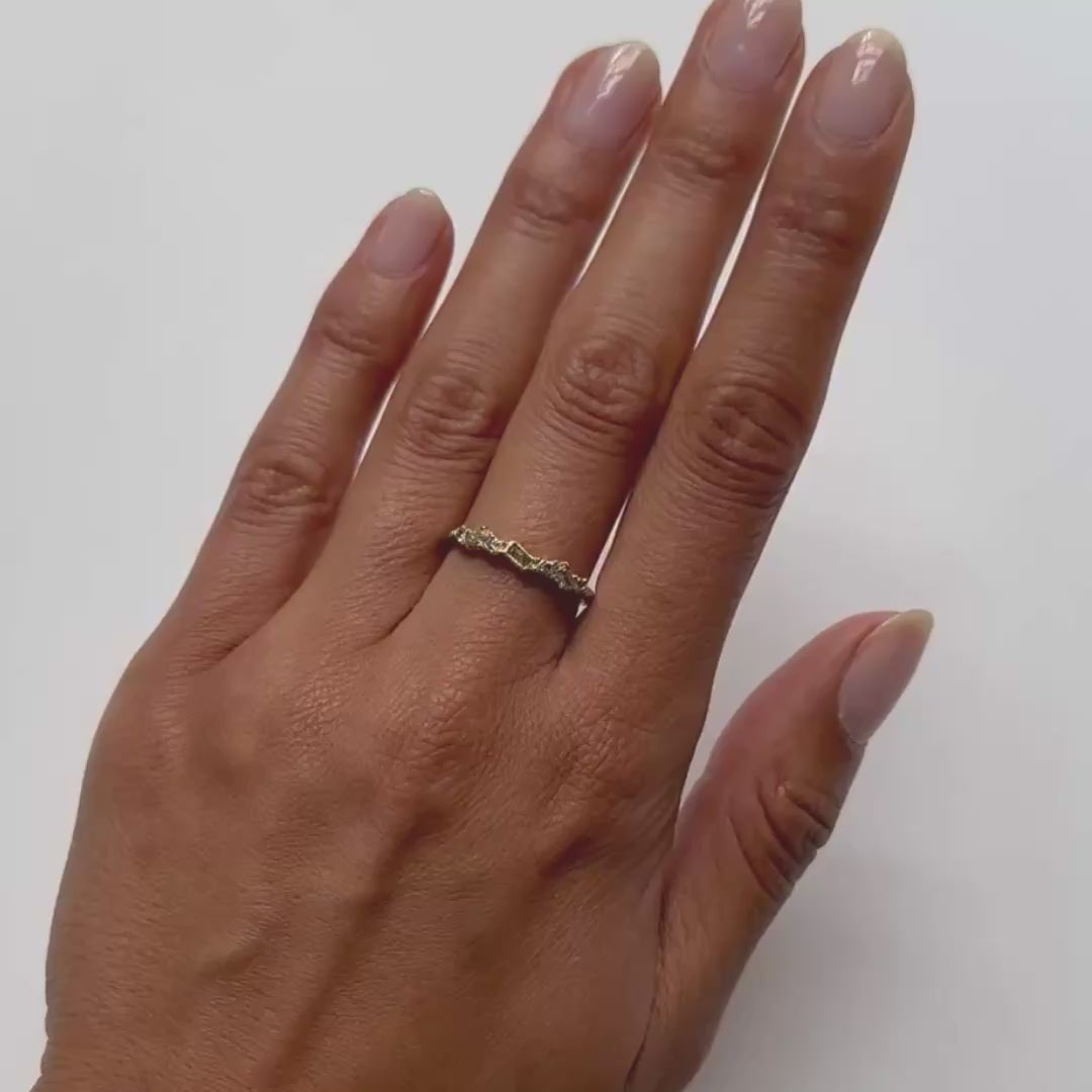 X Gray & Yellow Diamond Scatter Ring