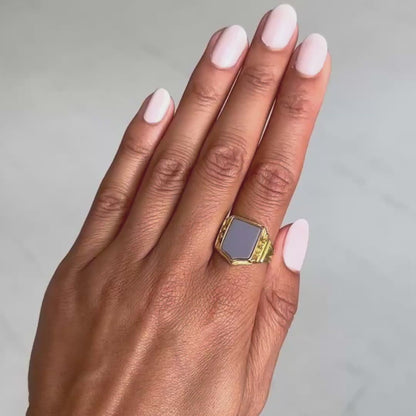 Agate Shield Signet Ring