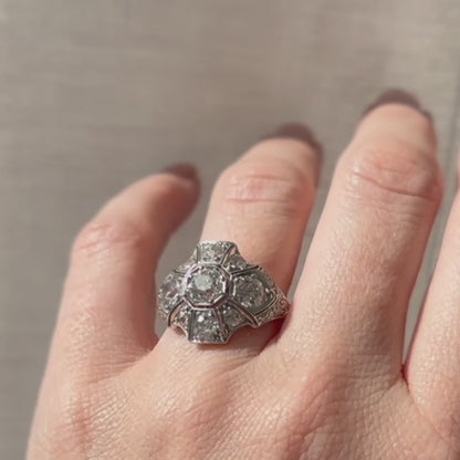 Platinum Deco Diamond Ring