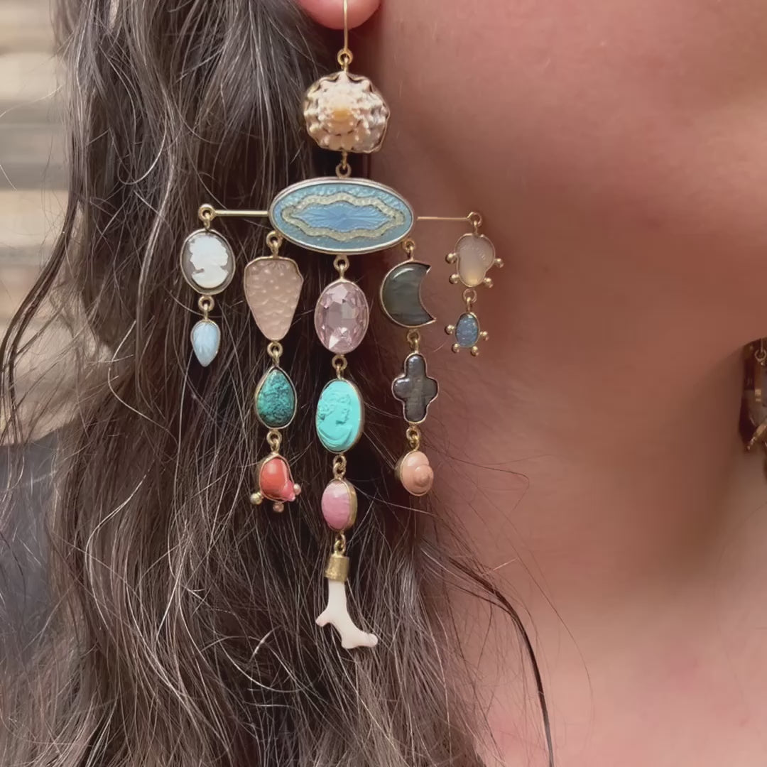 Multi Charm Balance Drop Earrings